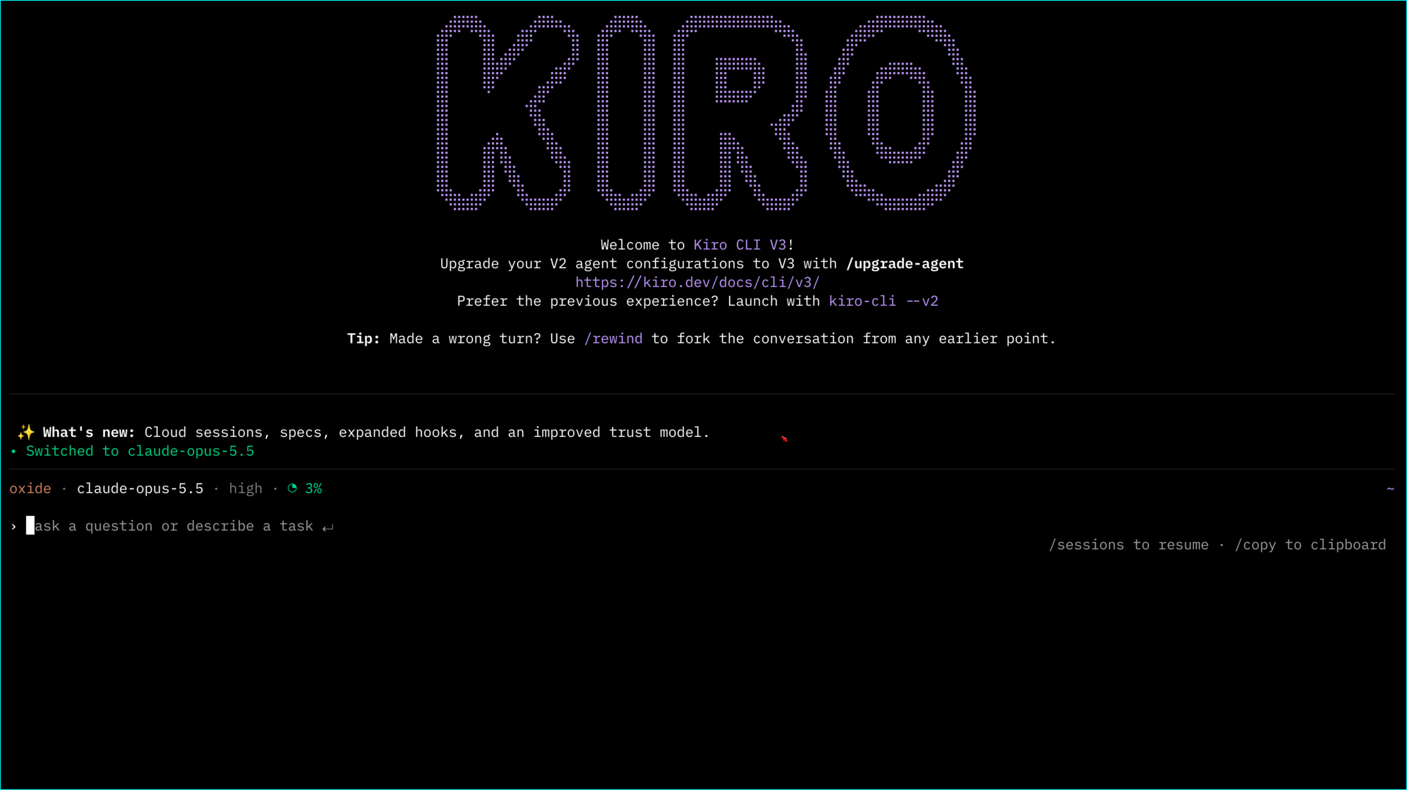 Terminal friendly, but not teletype friendly Kiro CLI V3