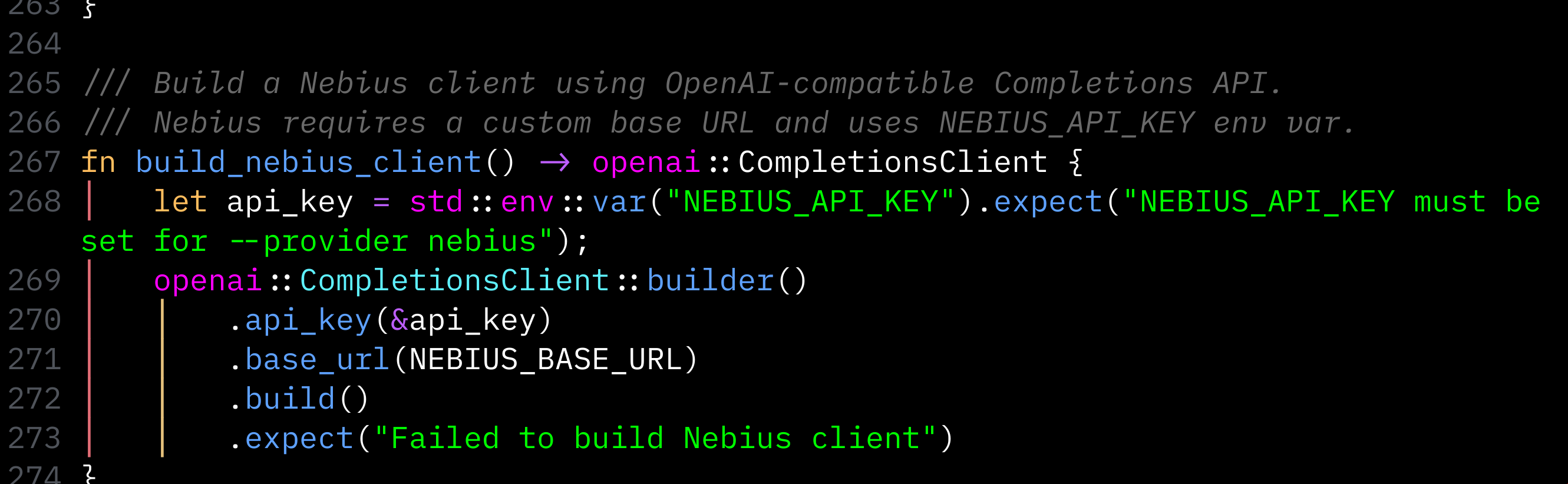 Screenshot of the code that builds the nebius agent