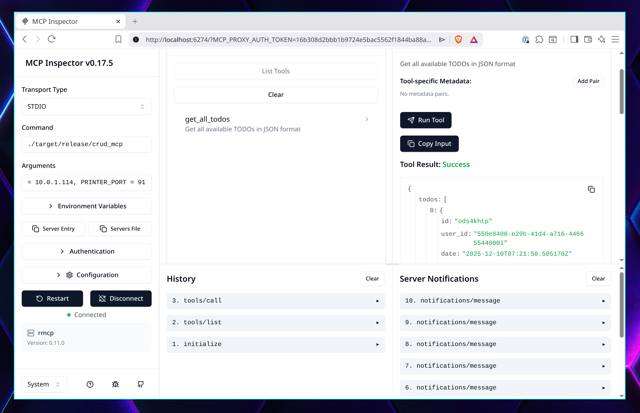 MCP Inspector now with tools